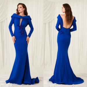 Customized Jersey Rhinestone Mermaid Off-the-shoulder Long Dresses Bespoke Occasion Classic Formal High Quality
