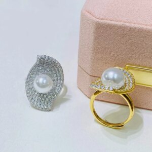 925 Sterling Silver Adjustable Ring Mount Settings Findings Mountings Accessory Parts Fittings for 9-10mm Pearls 5pcs/lot