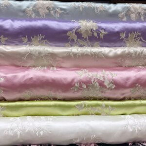 Heavy satin acetate embroidered fabric imitation Su embroidery silky breathable vest ancient dress cheongsam clothing material