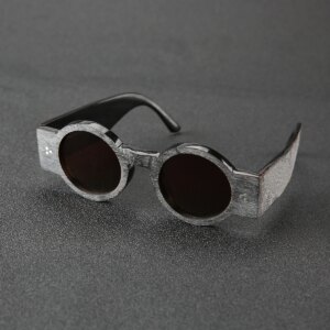 Punk style retro personality round frame rough matte wide temple sunglasses frame buffalo horn material handmade custom