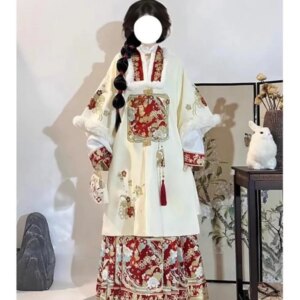 For Christmas wear a thick Hanfu women’s long-sleeved shirt with collared collar