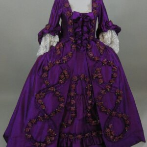Robe A La Francaise 18th Century Victorian Rococo Ball Gown Royal Court Queen Marie Antoinette Costume Purple Dress
