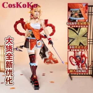 CosKoKo Yoimiya Cosplay Costume Hot Game Genshin Impact Sweet Elegant Kimono Uniform Women Halloween Party Role Play Clothing