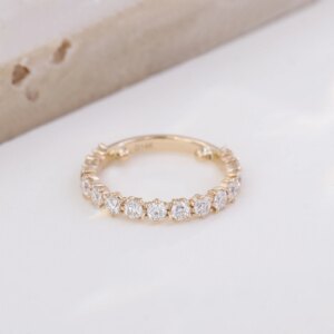 Provence 10K/14K yellow gold wedding ring round cut lab diamond 2/3 eternity band stacking engagement rings custom jewelry gift