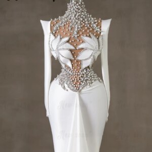 Modern Bridal Gowns White Arabic Long Sleeve Wedding Party Dress Chic Design Formal Occasion Gowns Customized Graducation Dress