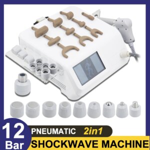 Pneumatic Shockwave Therapy Machine ED Treatment Body Massager Muscle Relax Pain Relief 12Bar 2in1 Shock Wave New