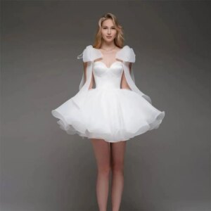 Ivory Cocktail Dresses 2024 Organza Women’s Mini Dress Evening Short Dress Woman Party Dress Ball Gowll with Bows Customized