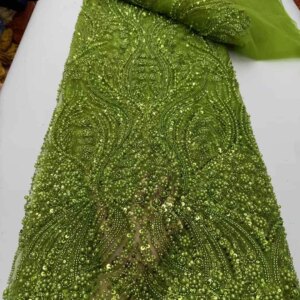 The Latest African Beaded Tulle Mesh Fabric Swiss Lace 2025 High Quality Embroidery Luxury French Sequin Bridal Party Dress Sewn