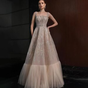 OEING 2025 Elegant Vintage A-Line Prom Gown Champagne Shiny Beading Lace Tulle Formal Occasion Evening Dress Gala Customized