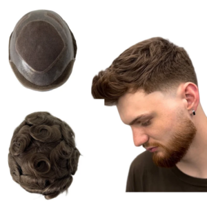 Malaysian Virgin Human Hair Replacement Light Brown Color #18 4 Eyes Mono Toupee 8×10 Front Lace Units for Asian Men