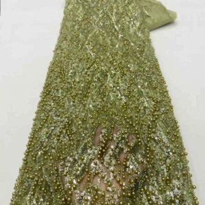 African Beaded Lace Fabric High-Quality Mesh Embroidered French Sequins for Women’s Evening Dresses Sewing Bridal Wedding Dress