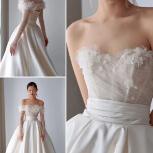 2023 Woman Simple Backless Wedding Dress Bridal Long Tailing A-line Party Ball Gown Vestidos De