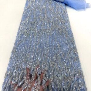 5 Yards Luxury African Sequins Groom Lace Fabric 2023 High Quality French Nigerian Beaded Lace Fabric For Sewing Dress Wedding