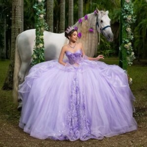 Customized Lavender Purple Off Shoulder Quinceanera Dress Tull crystal layering 3D flower applique vestidos de 15 Quinceanera