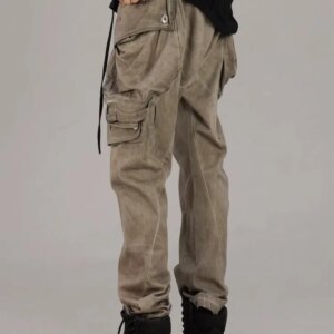 Niche Designer Style Men’s Casual Pants Distressed Dirty Wash Vintage Trousers