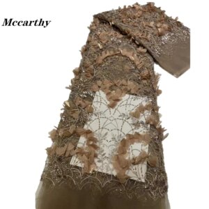 Mccarthy 3D Flowers Lace Beads and Sequins Net Lace Fabrics Exquisite Embroidery Sequins High Quality Fabric Wedding Party Dress