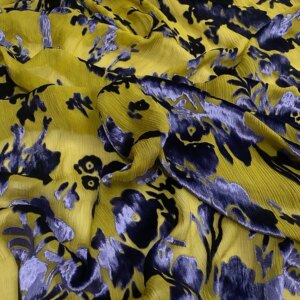 Burnt out Crepe De Chine Elastic Velvet Fabric Dress Chinese Cheongsam