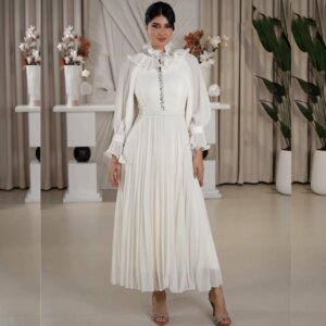 Customized Evening Chiffon Ruffle Rhinestone Evening A-line O-Neck Bespoke Occasion Gown Midi Dresses