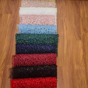 Multi Colours Luxury Heavy Beaded Lace Shining Sequins Fabric Bridal Wedding Dress Lace Fabric