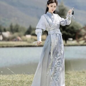 New Chinese Style Silver Snake Legend Ming System Hanfu Xianxia Female Women Wuxia Style Ancient Costume Cos Cosplay