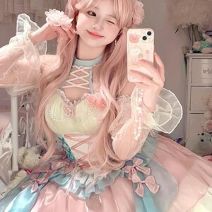 2025 Girl’s Camellia Dress Cos Lolita Skirt Pure Desire Hanging Neck Lolita Dress Princess Pink Dress Soft Style Sling
