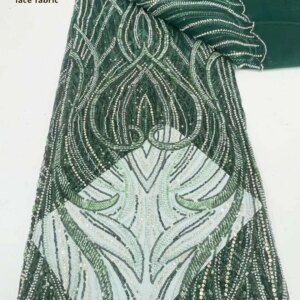 African Groom Lace Fabric French Nigerian Sequins Lace Bridal 2024 High Quality Beads Tulle Lace Fabric For Party Women 5 Yards