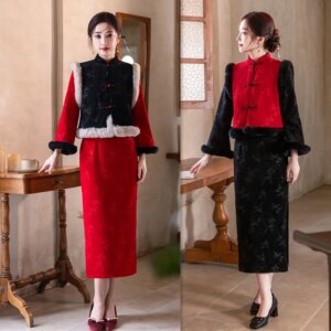 Suzhou and Hangzhou Improved New Chinese Style Large Sleeve Long Cheongsam Qi Pao Winter Young Girl