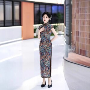 New cheongsam Chinese style elegant temperament long performance dress