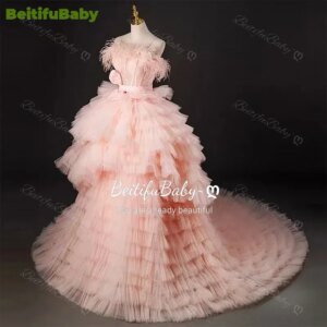 Customized Princess Style Evening Party Dresses for Women Wedding Party Sling Lace Tiered Swing Cake Dubai Ball Gown Vestidos