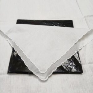 Set of  60 white  Cotton Handkerchiefs With Scallop Edges Wedding Hankies Ladies Hanky