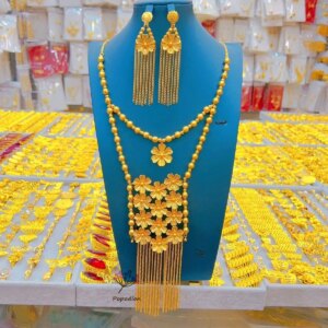 New Dubai 24K Gold Plated Necklace Earrings for Women’s Wedding Party Jewelry Set DD10468