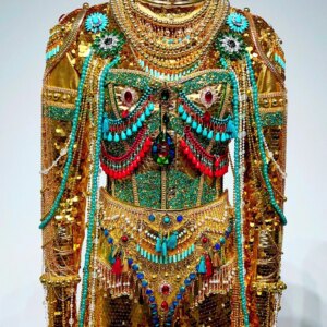 New Luxury sexy banshee Cosplay clothing golden metal chain shiny colorful full Rhinestone nightclub showgirl dance sta
