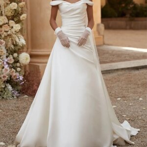 Customized Classic Fashion High Quality Jersey Pleat A-line Boat Neck Long Dresses Party Dresses Retro Formal Exquisite Modern S