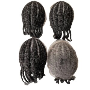 European Virgin Human Hair Replacement 1bGrey Afro Cornrow Full Lace Toupee 8×10 Male Lace Unit for Old Black Men