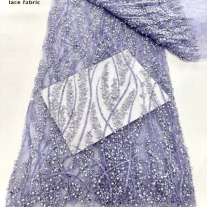 Luxury African Sequins Lace Fabric 2025 High Quality 5 Yards Beads Embroidery French Nigeria Tulle Lace Fabric For Wedding Party