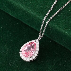 Provence 18/14/10K Solid Gold Pear Cut Lab Grown Padparadscha Pink With DEF VVS Moissanites Pendent For Woman Trendy Jewelry