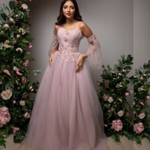 Little Daisy Customized  Evening Tulle Applique Sequined Homecoming A-line Off-the-shoulder Bespoke Occasion Gown Long Dresses S