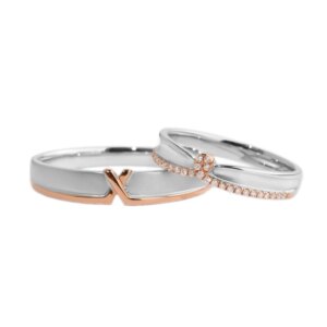 X-Design 18K/14K/10K Gold & PT950 Platinum Diamond Couple Rings, Stylish Wedding/Engagement Gift