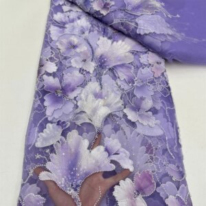 Pueple African French Net Lace Fabric High Quality 2024 Nigerian Sequins Tulle Mesh Lace Fabric For Sew Wedding Dress