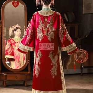 High End Xiuhe Clothing Heavy Industry Bride Gown Robe Ming Dynasty Pop Hanfu Chinese Wedding Dress For Overseas Oriental Girl