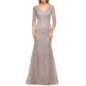 Elegant Mother of the Groom’s Dresses V-neck Half Sleeves Floor Length A-line Appliques Fashion Banquet Evening Party Gowns