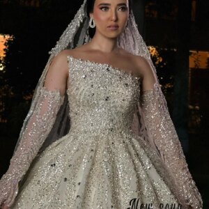 Ball Gown White Wedding Dress With Sleeves Romantic Dubai Women Luxury Bridal Gown Vestido De Novia for Black Girls Customized