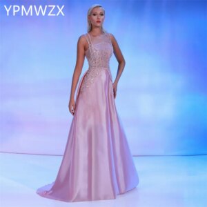 Customized Prom Gown Formal Women Party Occasion YPMWZX Shoulder Girdle A-line Floor Length Skirts Draped Bespoke Dress