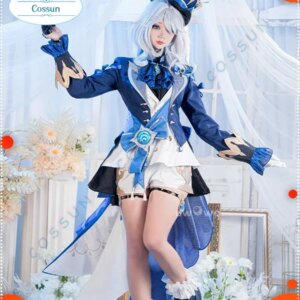 Game Genshin Impact Furina De Fontaine Cosplay Costume Halloween Outfits Women Costume with Hat