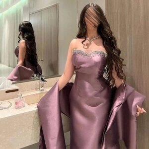 Customized Yipeisha Simple Fashion Satin Evening Dresses Sweet Heart Sheath With Tassel decoration Aknle Length Party Prom Gown