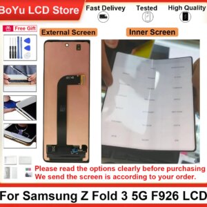Tested 7.6″ Super AMOLED z fold 3 Screen For Samsung Z Fold 3 5G SM-F926B F926U F9260 LCD with Touch Display Digitizer Assembly