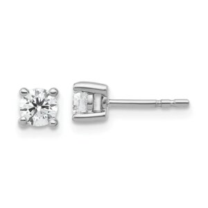 14k White Gold 1 2 ctw Lab Grown Diamond VS SI+ G+ Round 4 Prong Heavy Wt. Stud Earrings