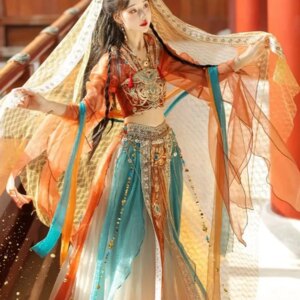 Festival Arabian Princess Cosplay Costumes Women Indian Belly Dance Dress Hanfu Party Dress Halloween Cosplay Coustume