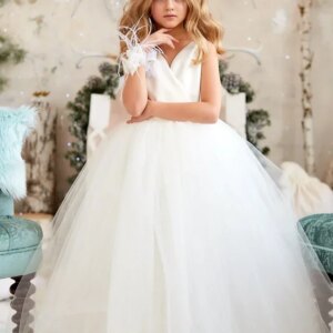 Custom Made White Tulle Skirt Satin Top With Bow Sleeveless For Wedding Birthday Party First Communion Gowns Flower Girl Dresses