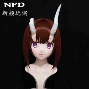 (NFD069)Customize Full Head With Lock Pretty Female/Girl Japanese Animego Character Kig Cosplay Kigurumi Mask Crossdress Doll